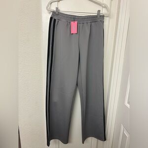 Edikted Grey Wide Leg Stripe Track Pants NWT Size M